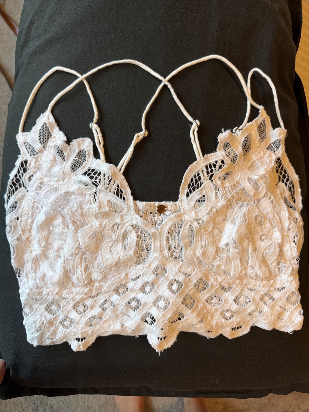 Free People White Lace Bralette with Delicate Floral Lace